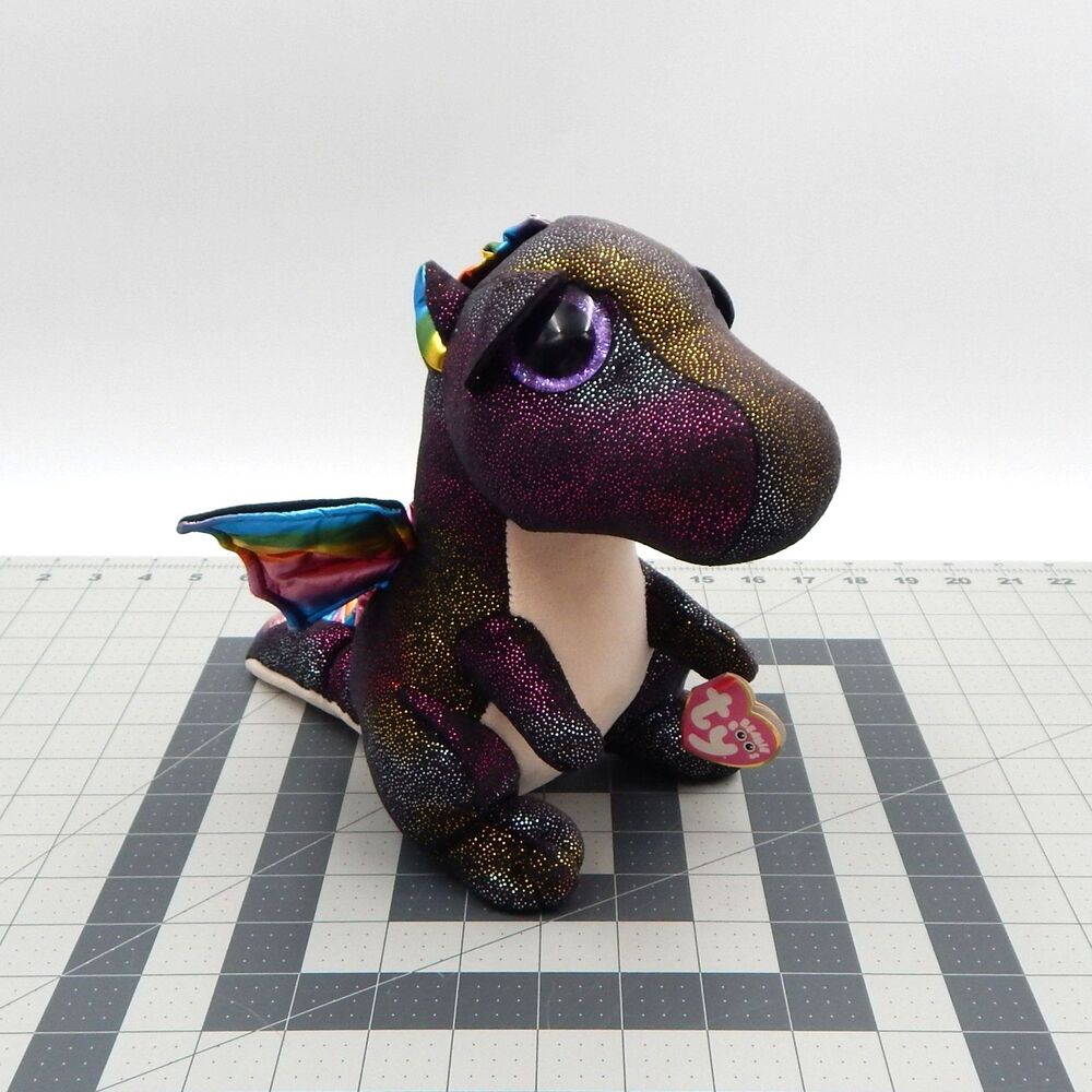 Ty Beanie Boos Anora the Dragon 9 Inch 2018 Black Rainbow Shimmer Wings